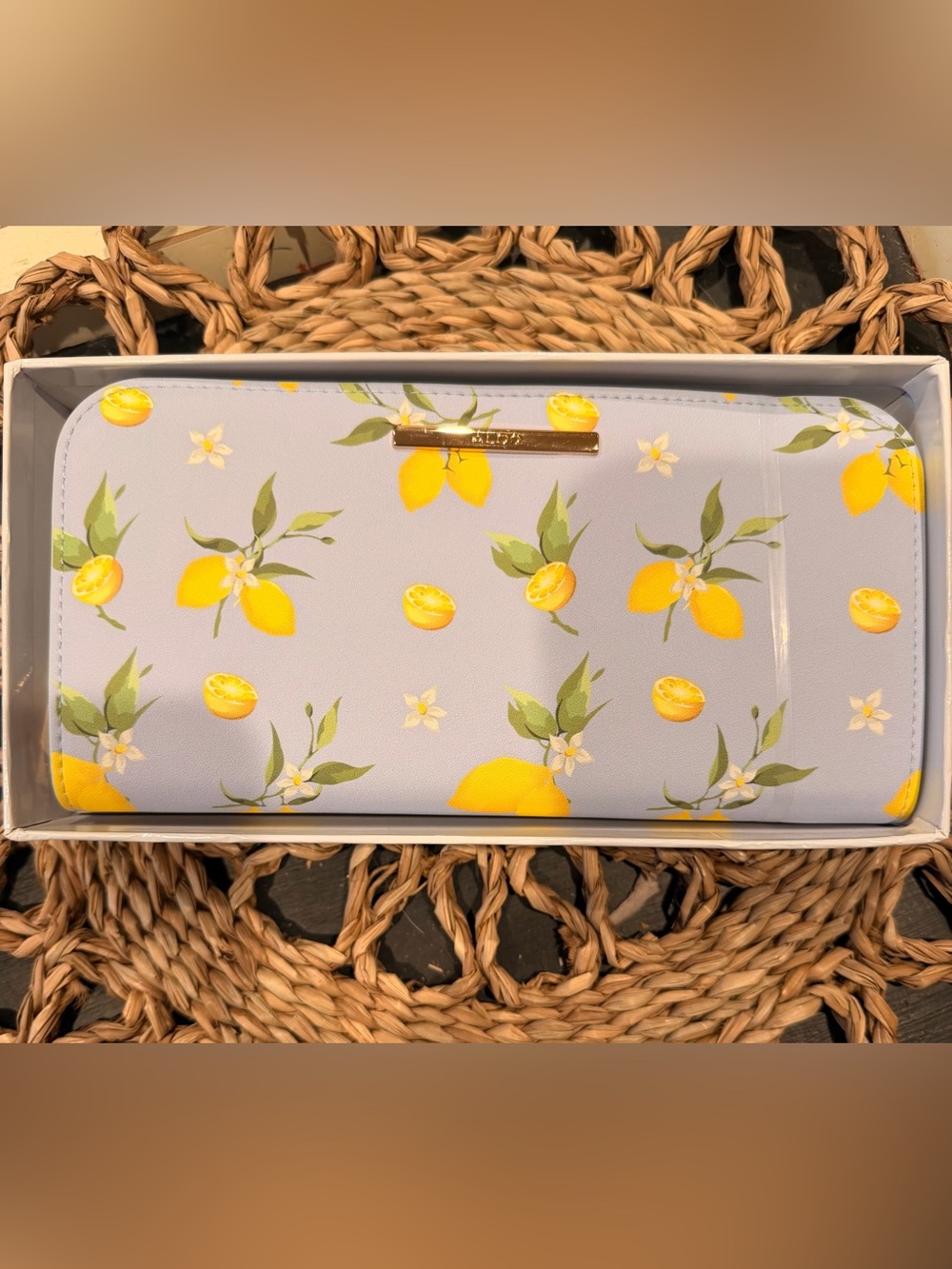 ALDO light blue Wallet with Yellow Lemon Print New